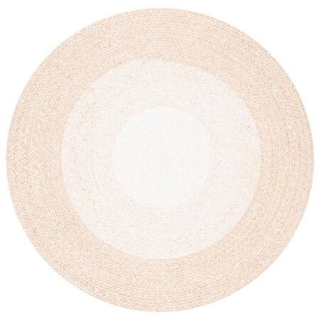 Safavieh 3 x 3 ft. Braided Hand Loomed Round Area Rug; Beige & Ivory BRD802B-3R